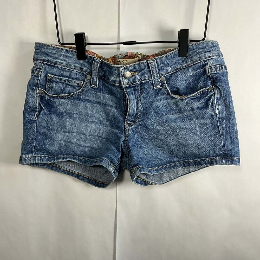 Paige Denim Low Rise Distressed Denim Shorts Size 27